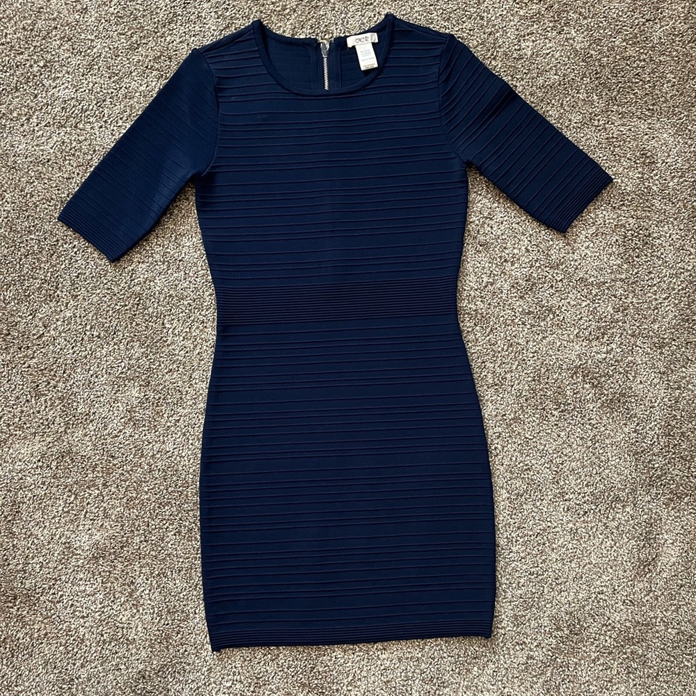 Cache Size Small Dark Blue Thick Ribbed Dress